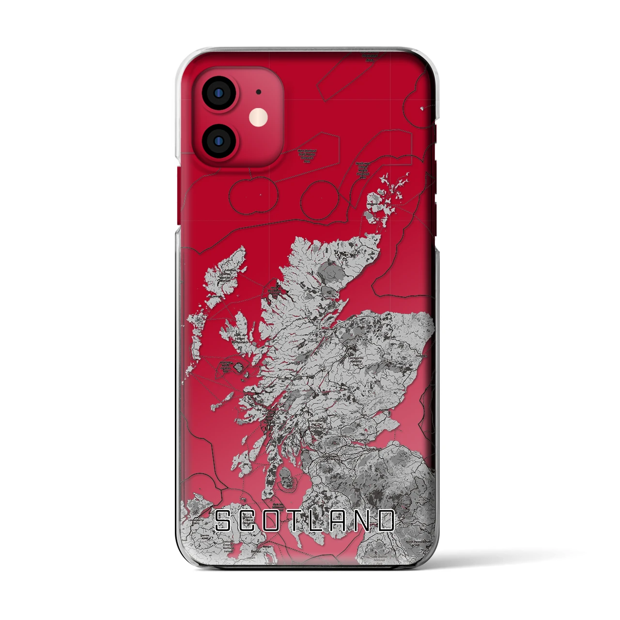 【スコットランド（イギリス）】地図柄iPhoneケース（クリアタイプ）モノトーン・iPhone 11 用