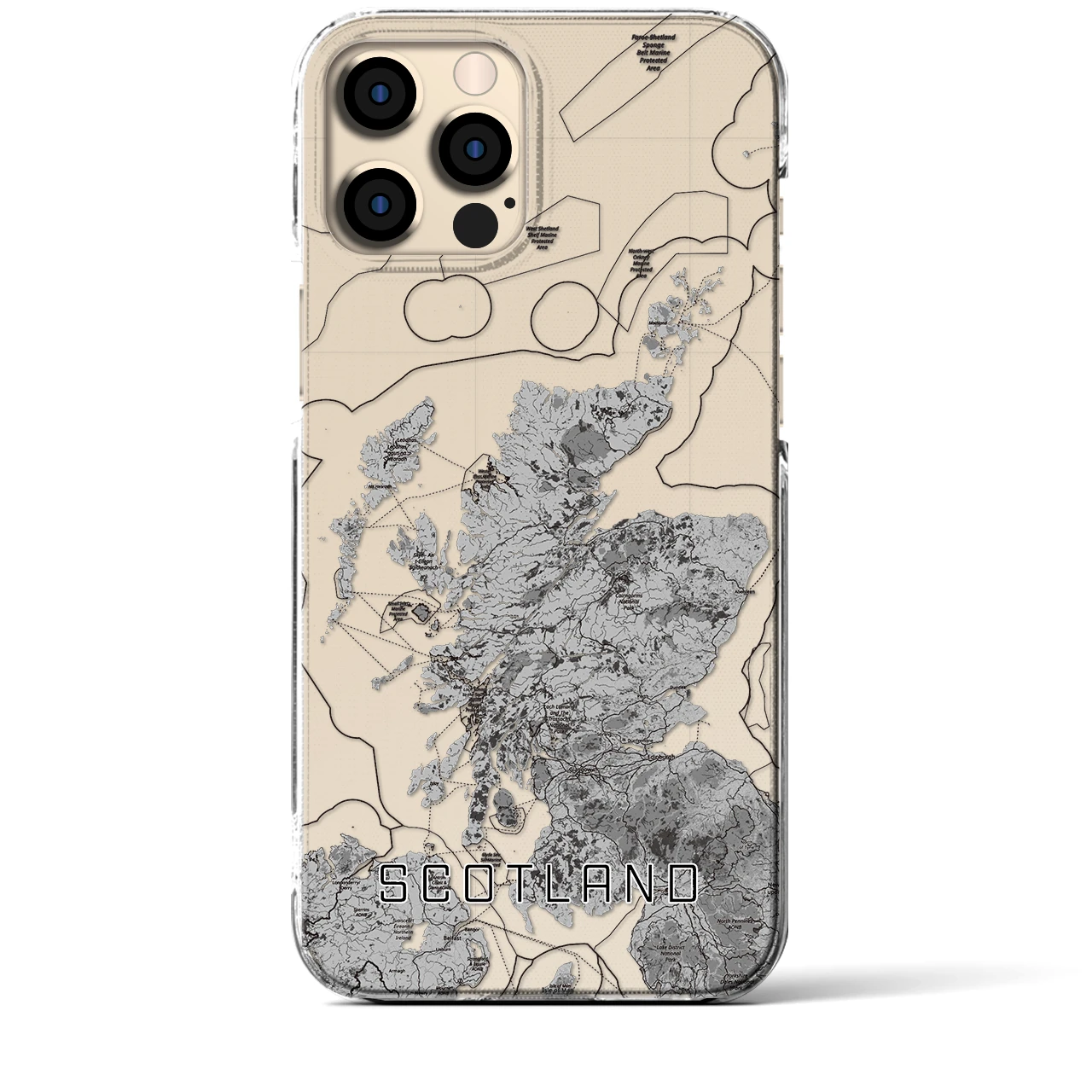 【スコットランド（イギリス）】地図柄iPhoneケース（クリアタイプ）