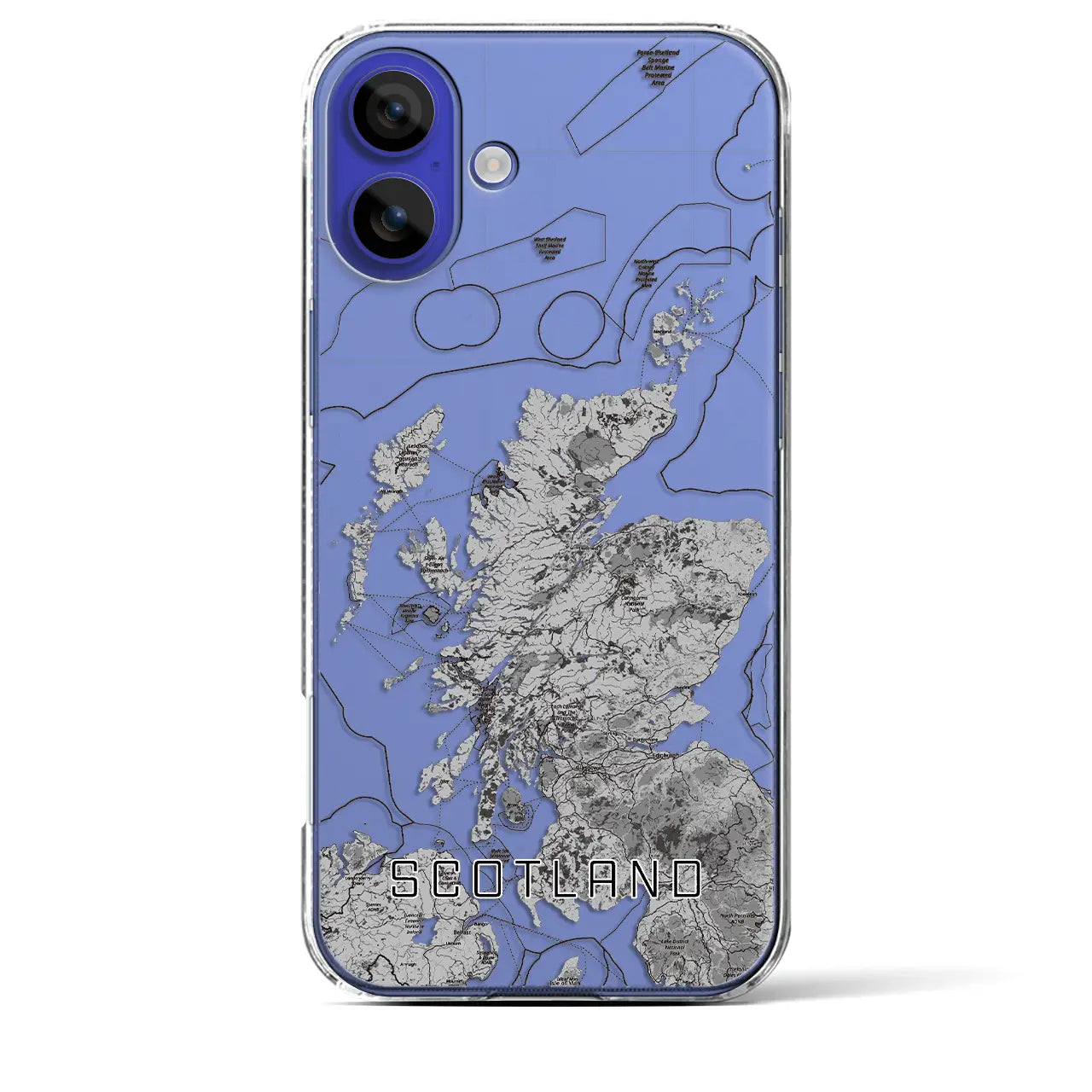 【スコットランド（イギリス）】地図柄iPhoneケース（クリアタイプ）モノトーン・iPhone 16 Pro Max 用