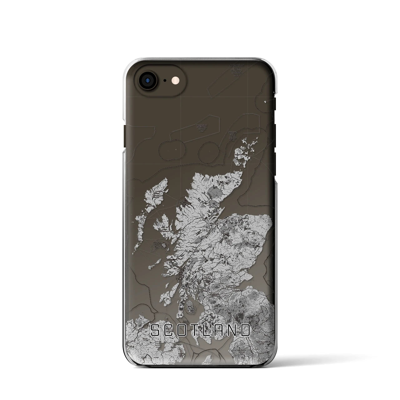 【スコットランド（イギリス）】地図柄iPhoneケース（クリアタイプ）モノトーン・iPhone SE（第3 / 第2世代） / 8 / 7 / 6s / 6 用