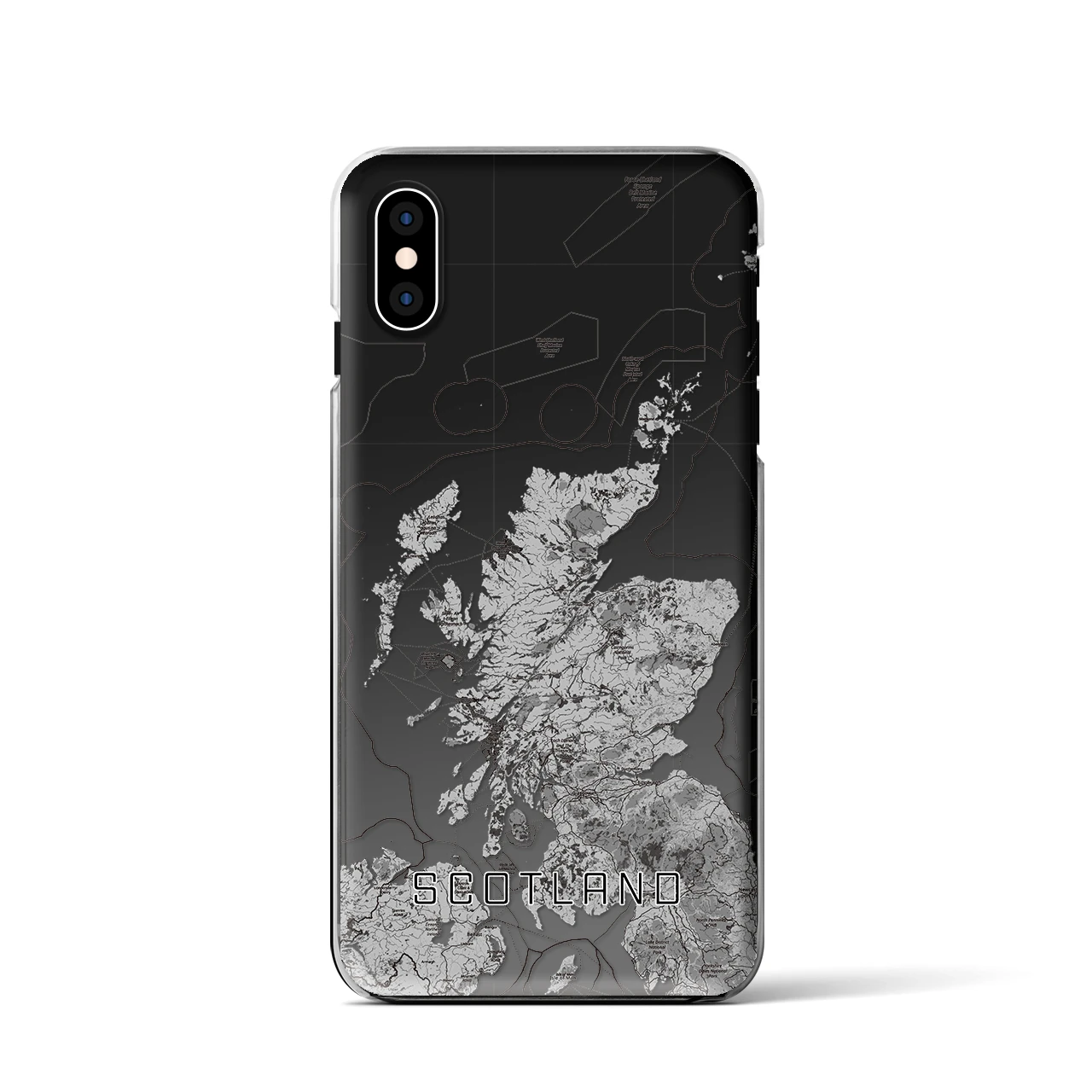 【スコットランド（イギリス）】地図柄iPhoneケース（クリアタイプ）モノトーン・iPhone XS / X 用