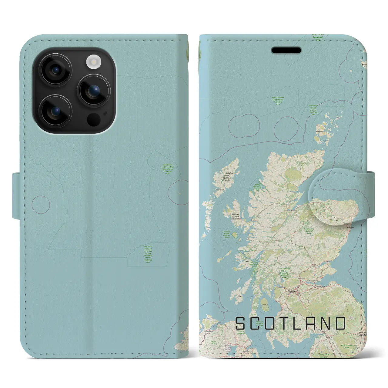 【スコットランド（イギリス）】地図柄iPhoneケース（手帳タイプ）ナチュラル・iPhone 16 用