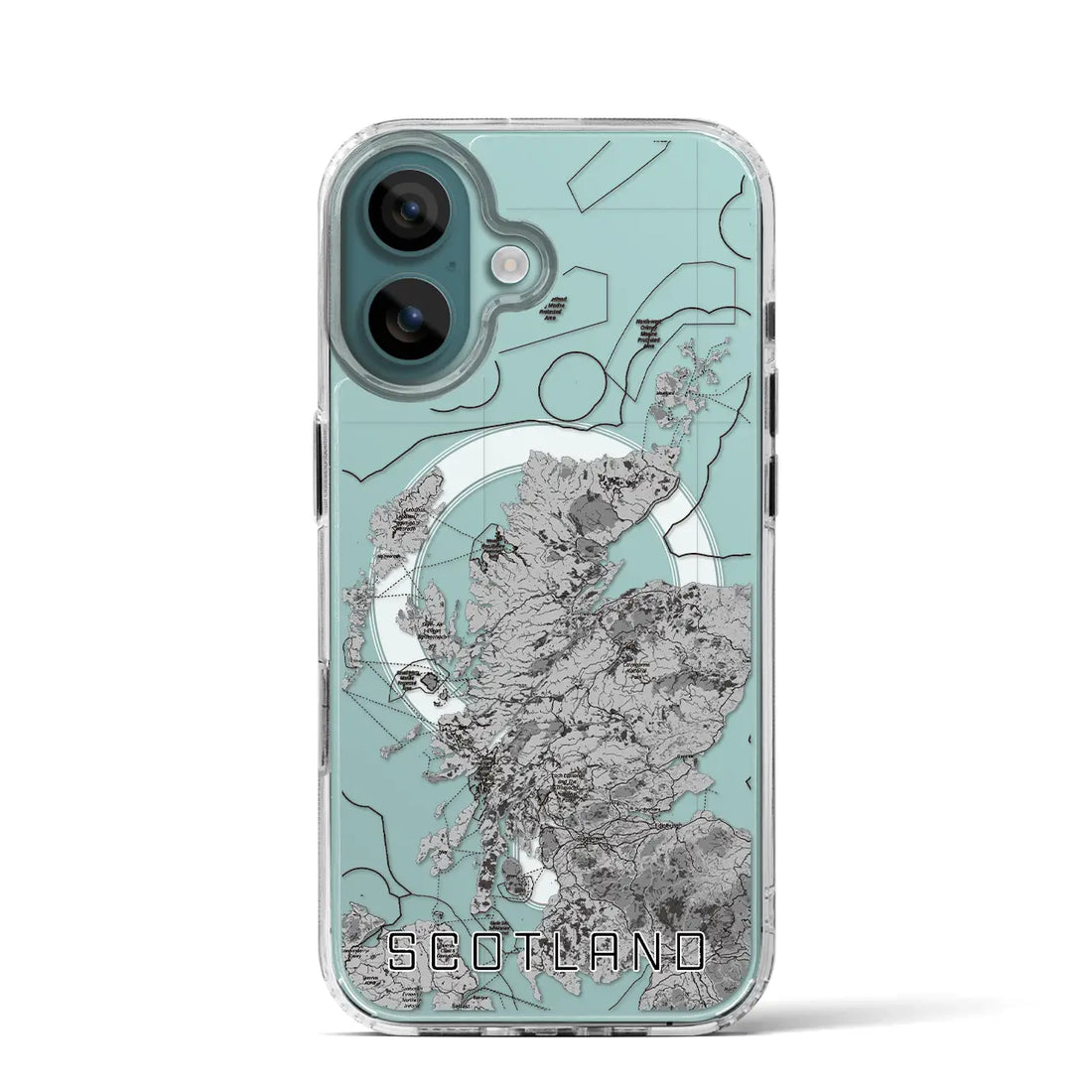 【スコットランド（イギリス）】地図柄iPhoneケース（MagSafeタイプ）モノトーン・iPhone 16 Pro 用