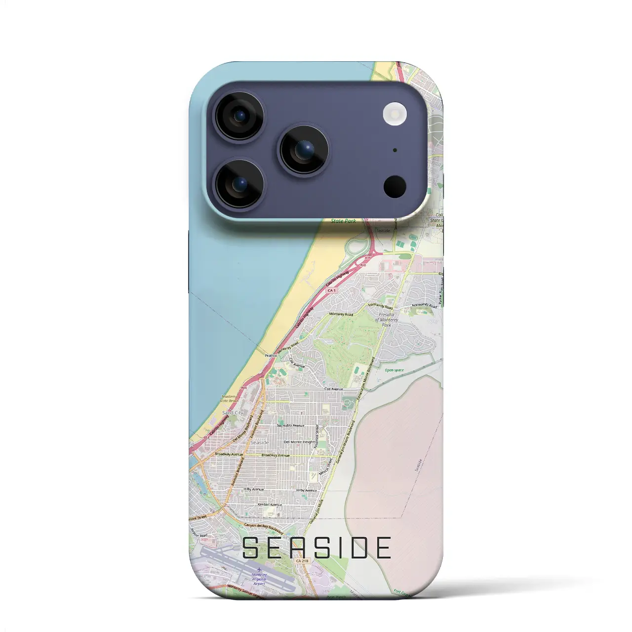 【シーサイド（アメリカ）】地図柄iPhoneケース（バックカバータイプ）ブラック・iPhone 17 Pro Max 用