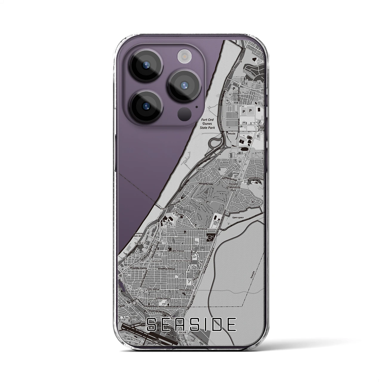 【シーサイド（アメリカ）】地図柄iPhoneケース（クリアタイプ）