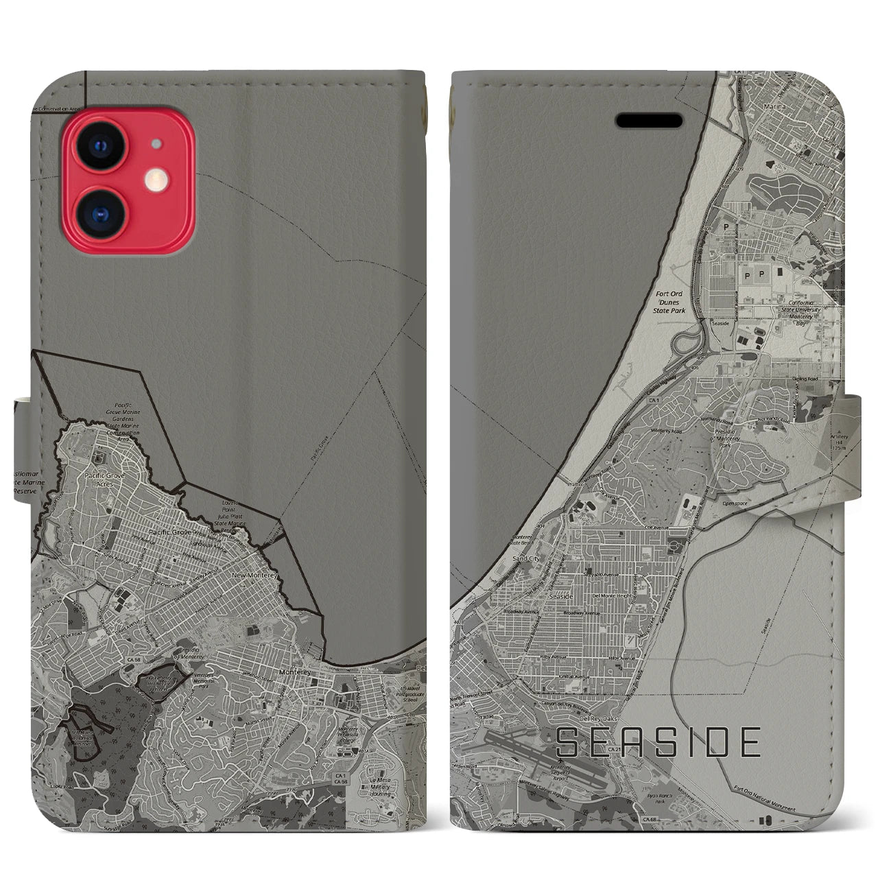 【シーサイド（アメリカ）】地図柄iPhoneケース（手帳タイプ）