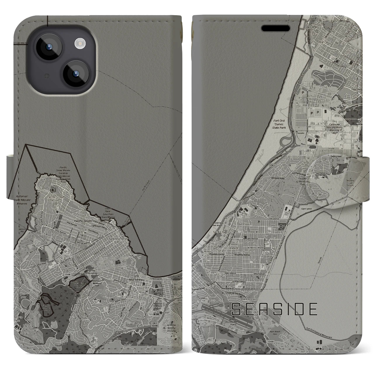 【シーサイド（アメリカ）】地図柄iPhoneケース（手帳タイプ）