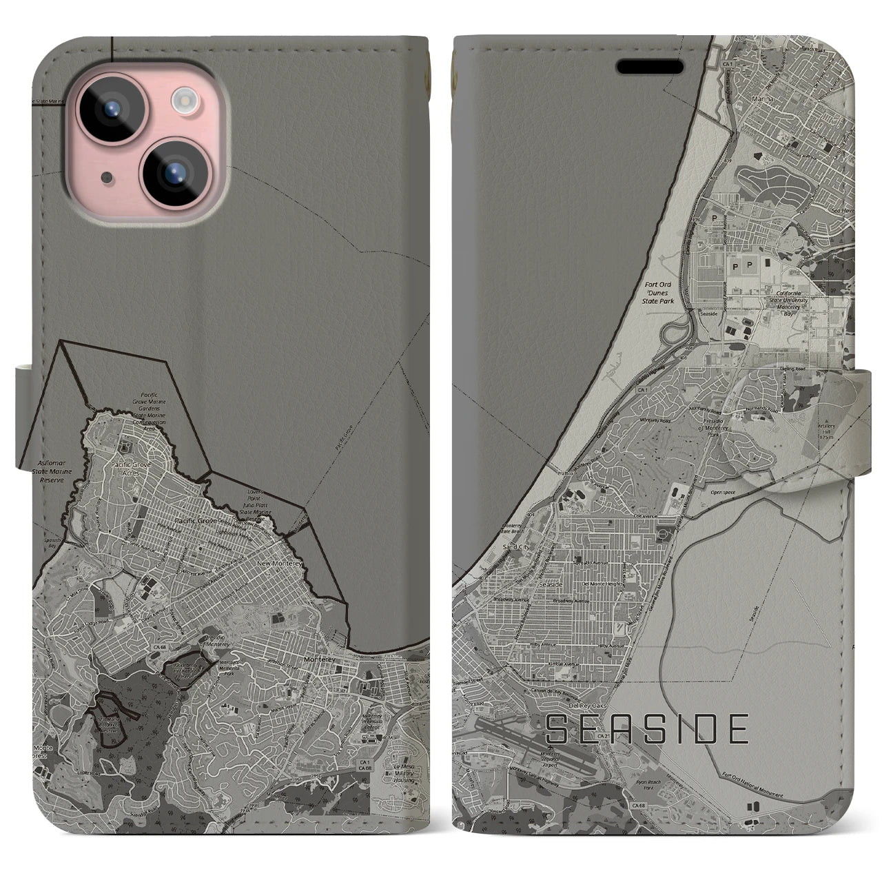 【シーサイド（アメリカ）】地図柄iPhoneケース（手帳タイプ）