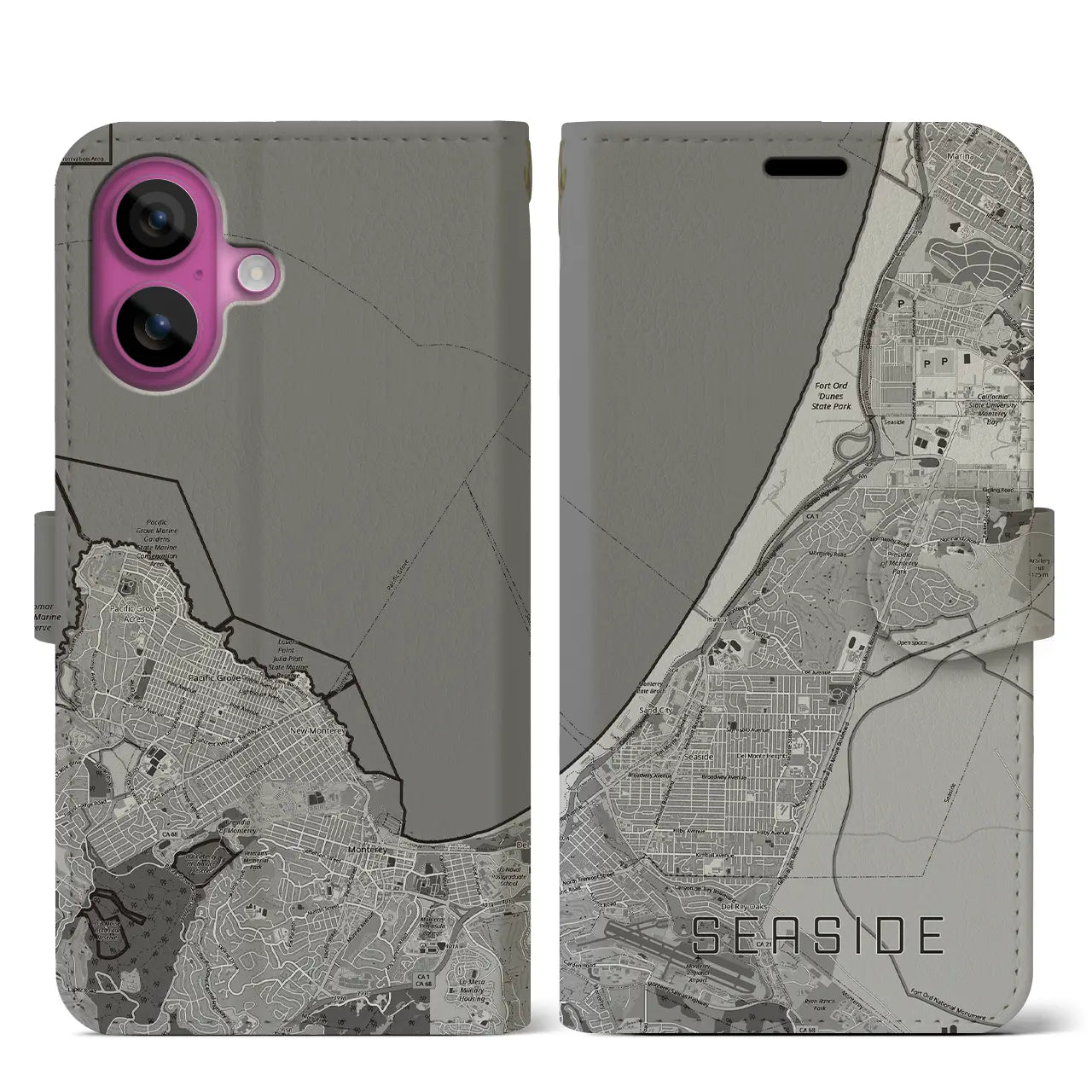 【シーサイド（アメリカ）】地図柄iPhoneケース（手帳タイプ）