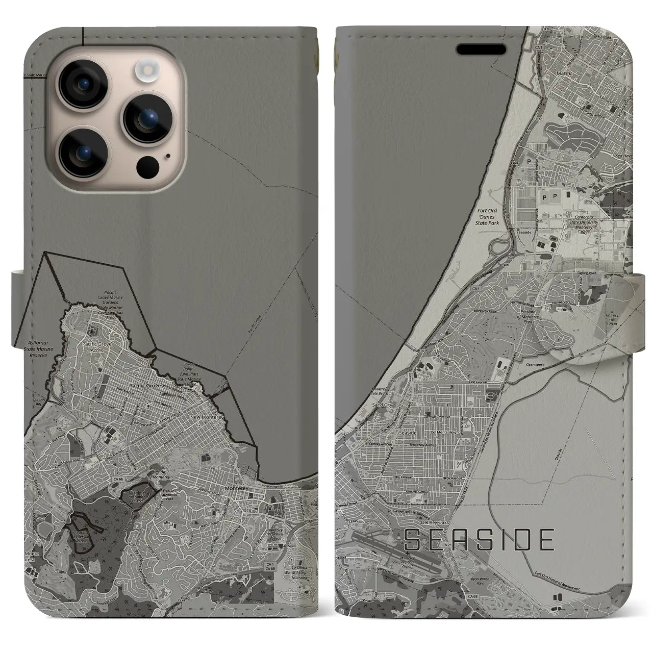 【シーサイド（アメリカ）】地図柄iPhoneケース（手帳タイプ）