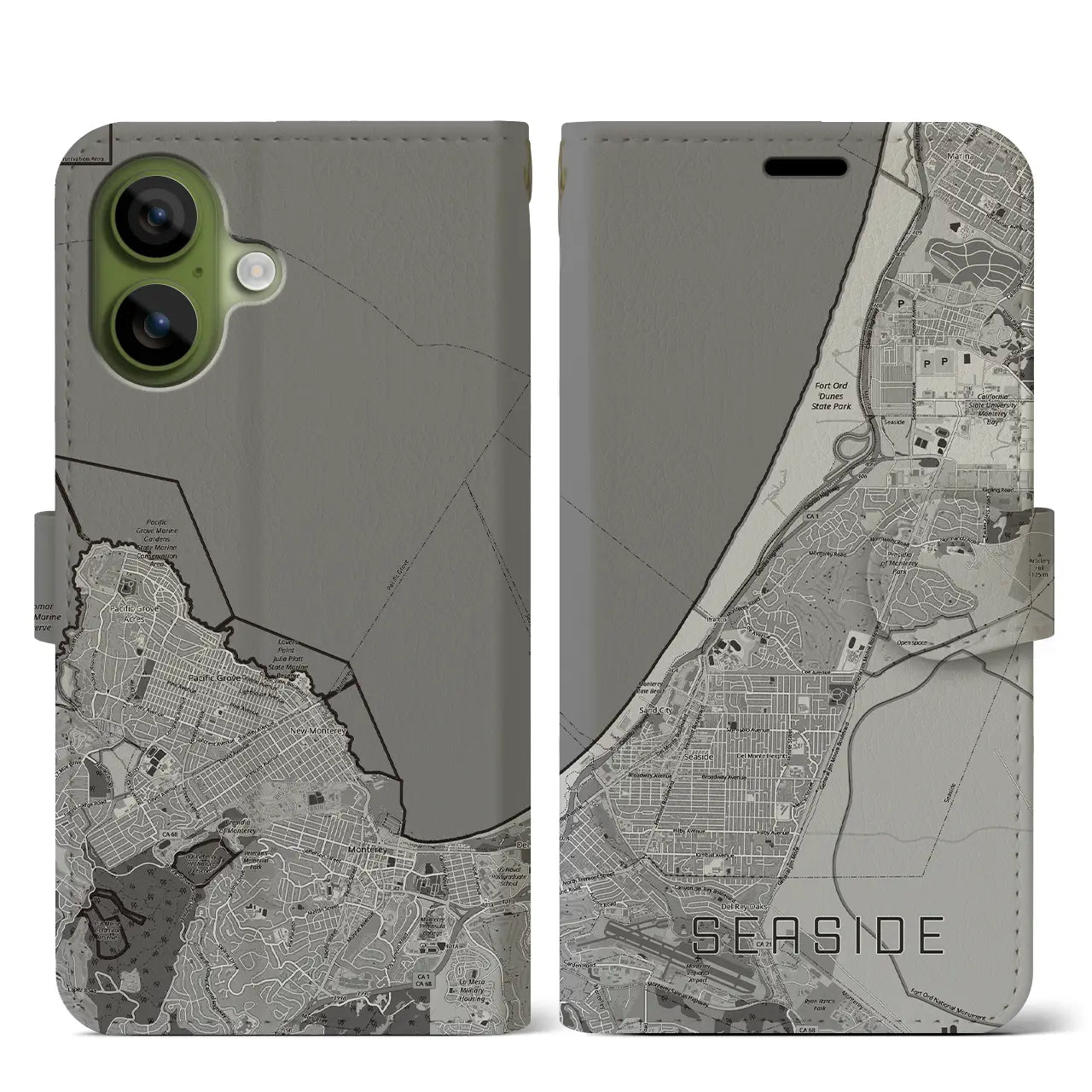 【シーサイド（アメリカ）】地図柄iPhoneケース（手帳タイプ）