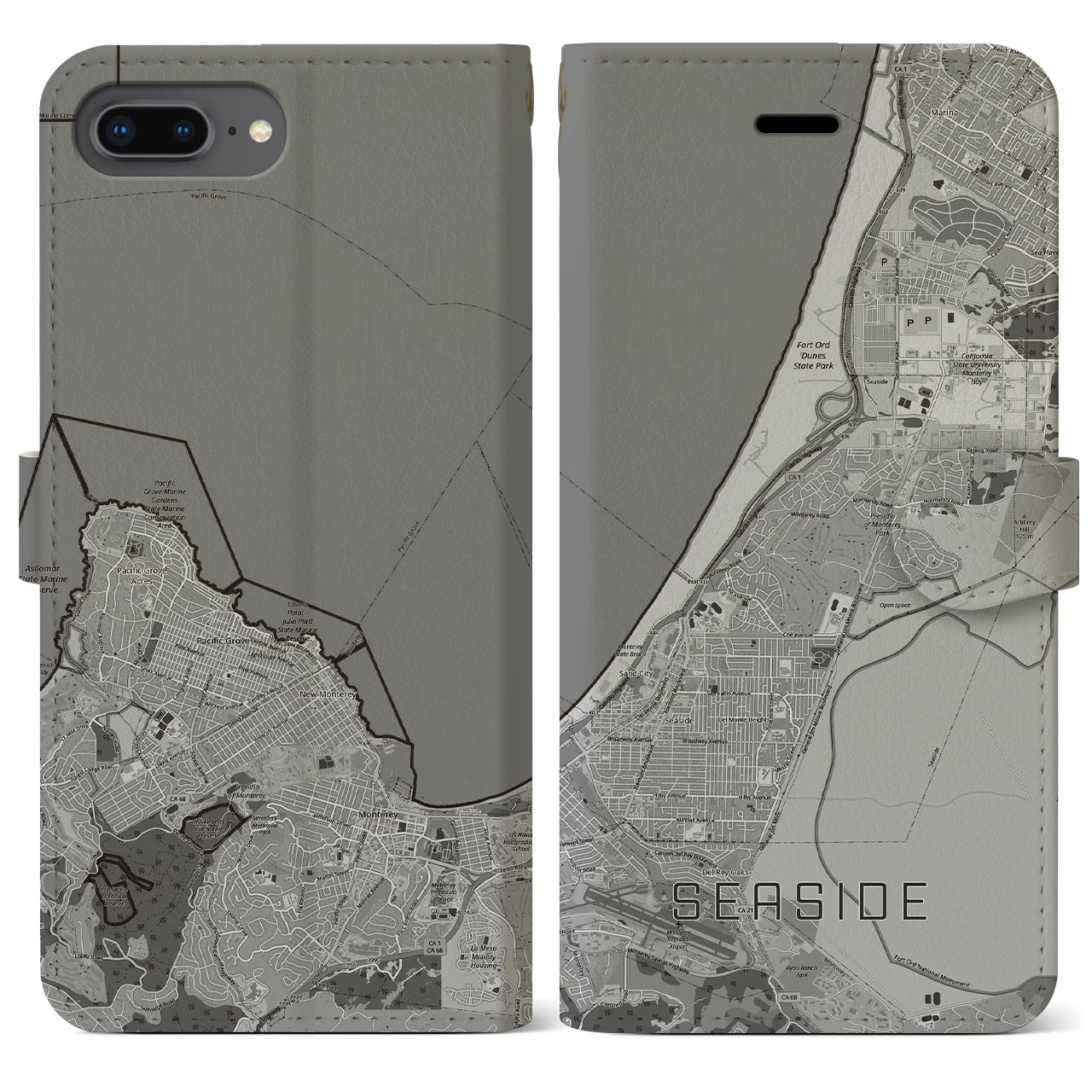 【シーサイド（アメリカ）】地図柄iPhoneケース（手帳タイプ）