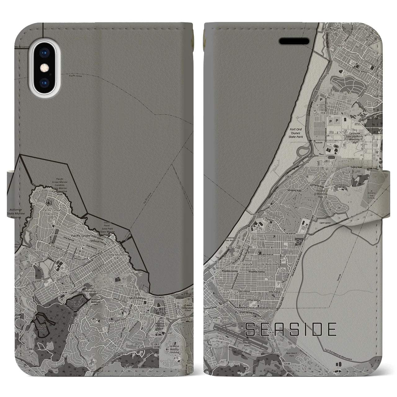 【シーサイド（アメリカ）】地図柄iPhoneケース（手帳タイプ）