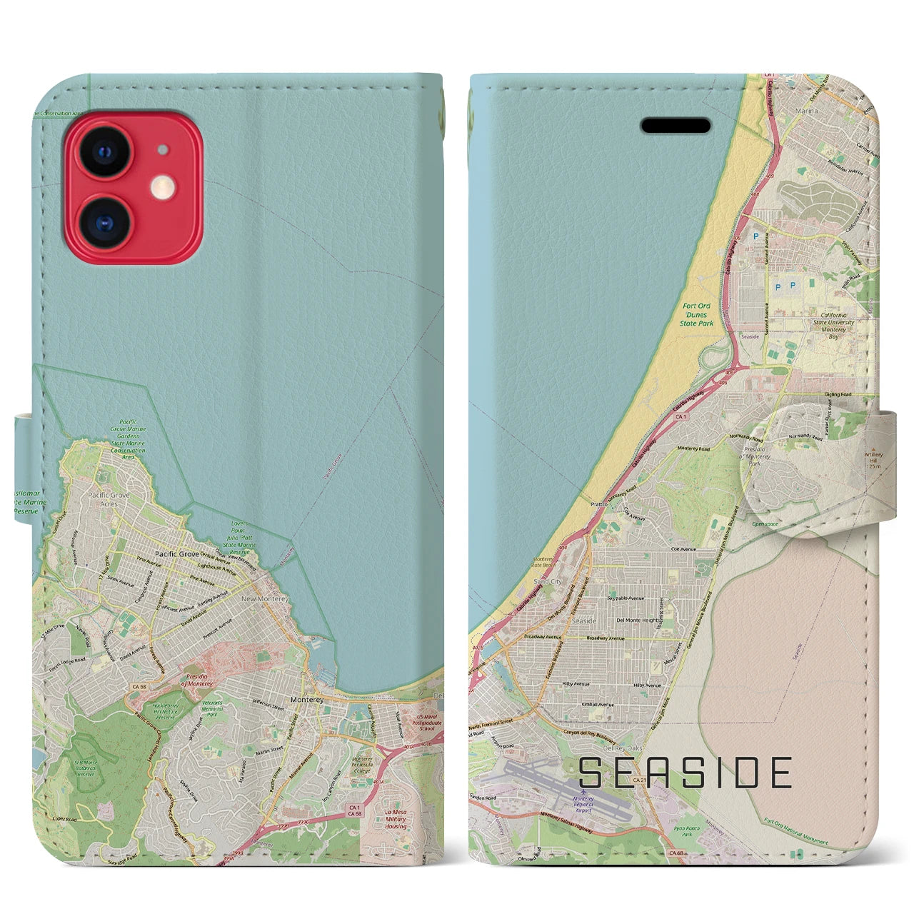 【シーサイド（アメリカ）】地図柄iPhoneケース（手帳タイプ）