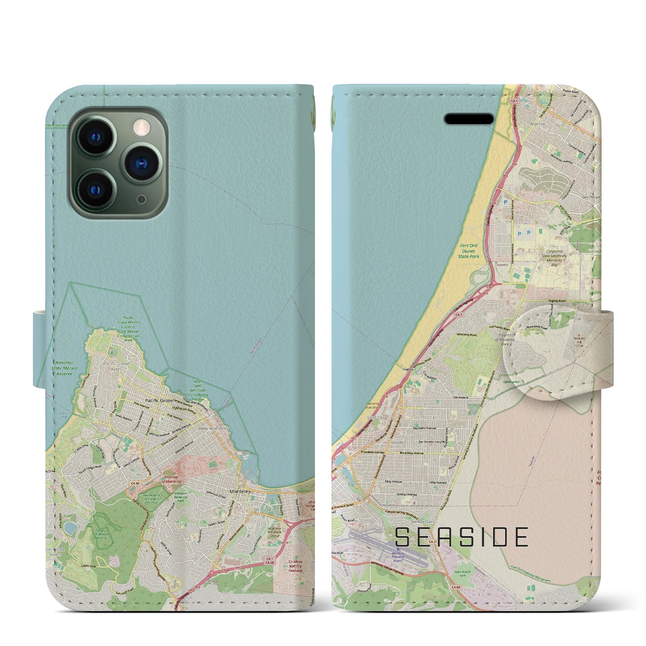 【シーサイド（アメリカ）】地図柄iPhoneケース（手帳タイプ）