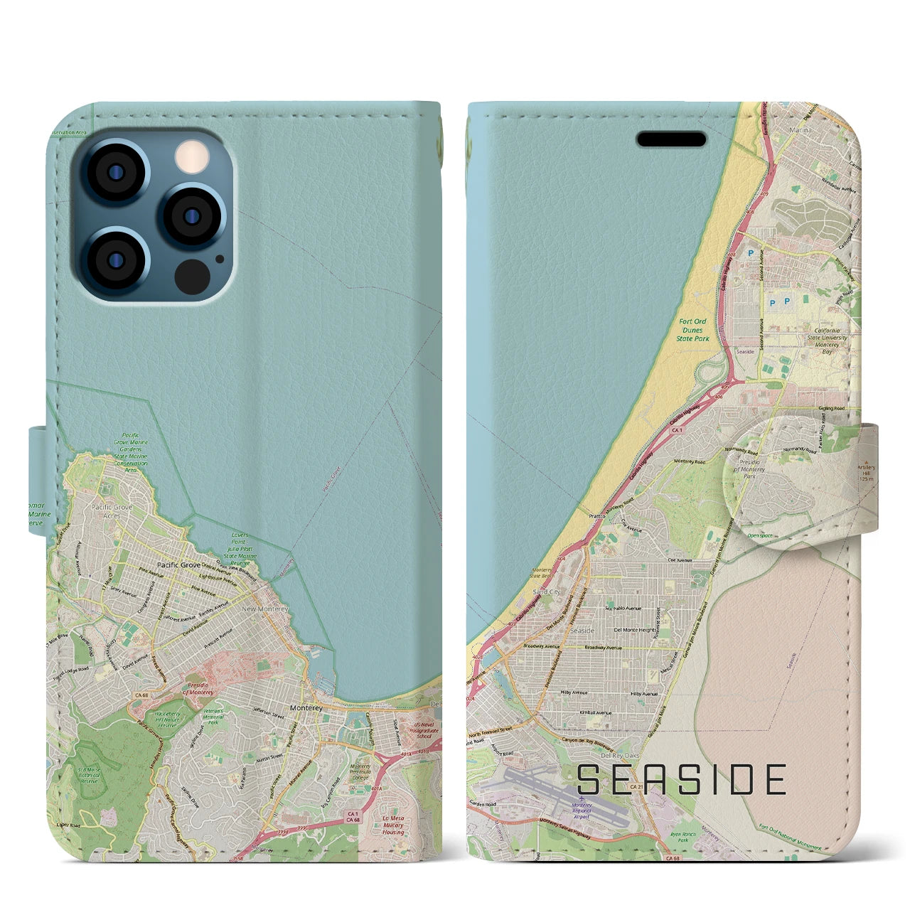 【シーサイド（アメリカ）】地図柄iPhoneケース（手帳タイプ）