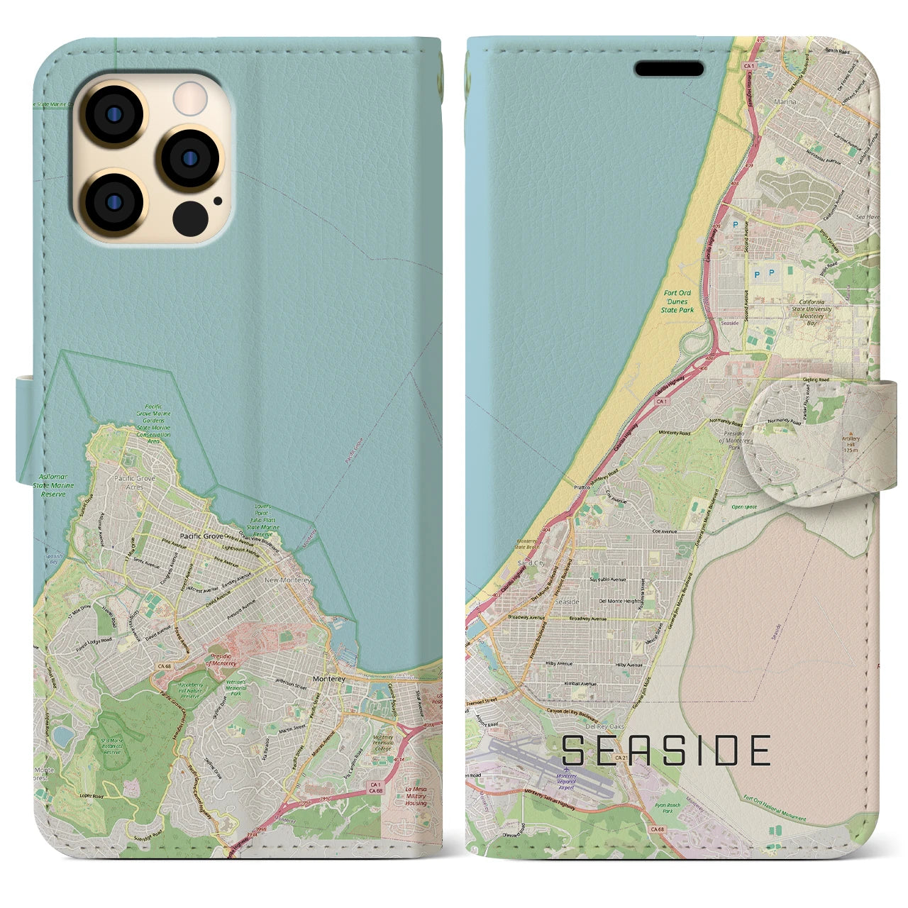 【シーサイド（アメリカ）】地図柄iPhoneケース（手帳タイプ）