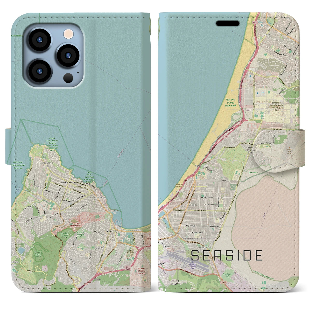 【シーサイド（アメリカ）】地図柄iPhoneケース（手帳タイプ）