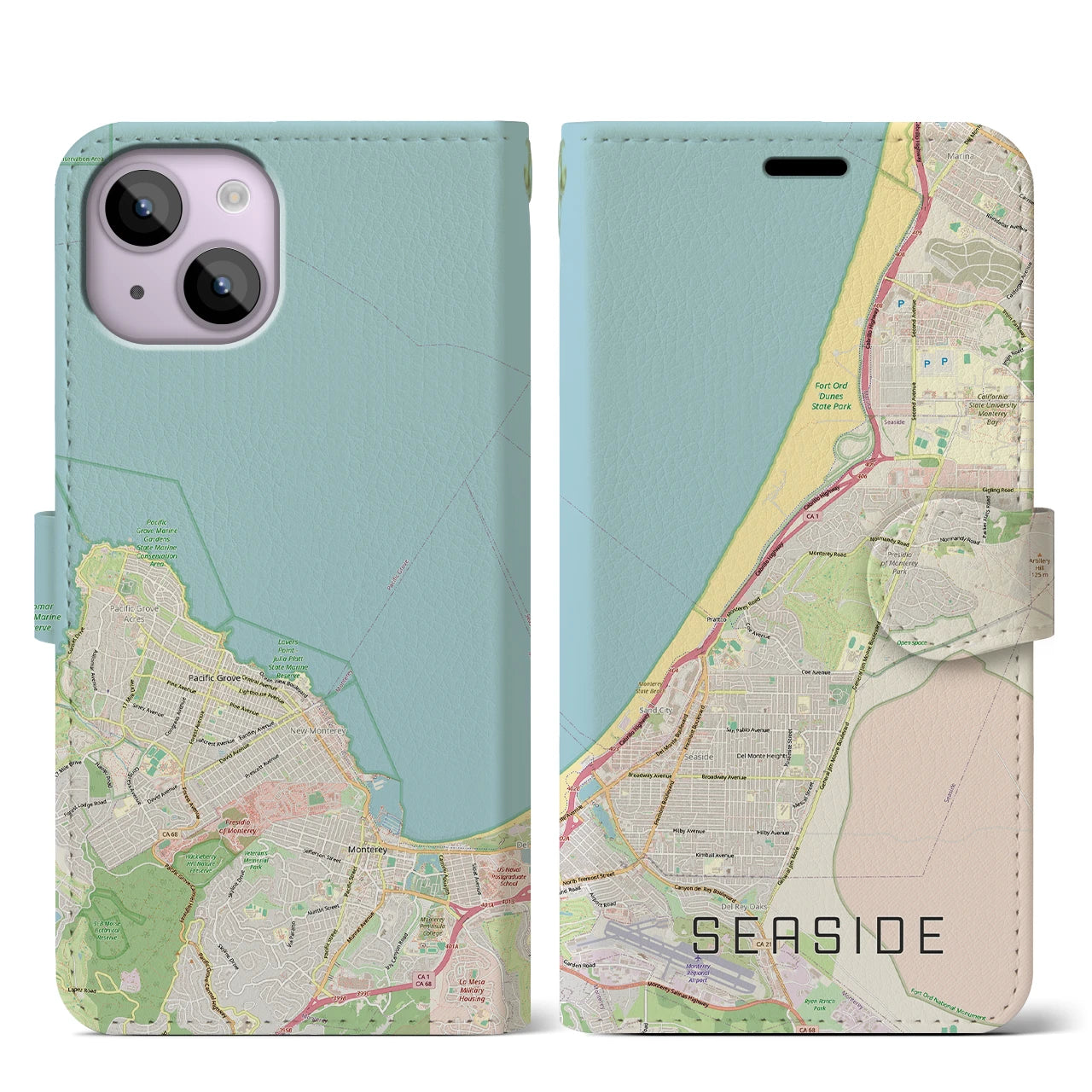 【シーサイド（アメリカ）】地図柄iPhoneケース（手帳タイプ）