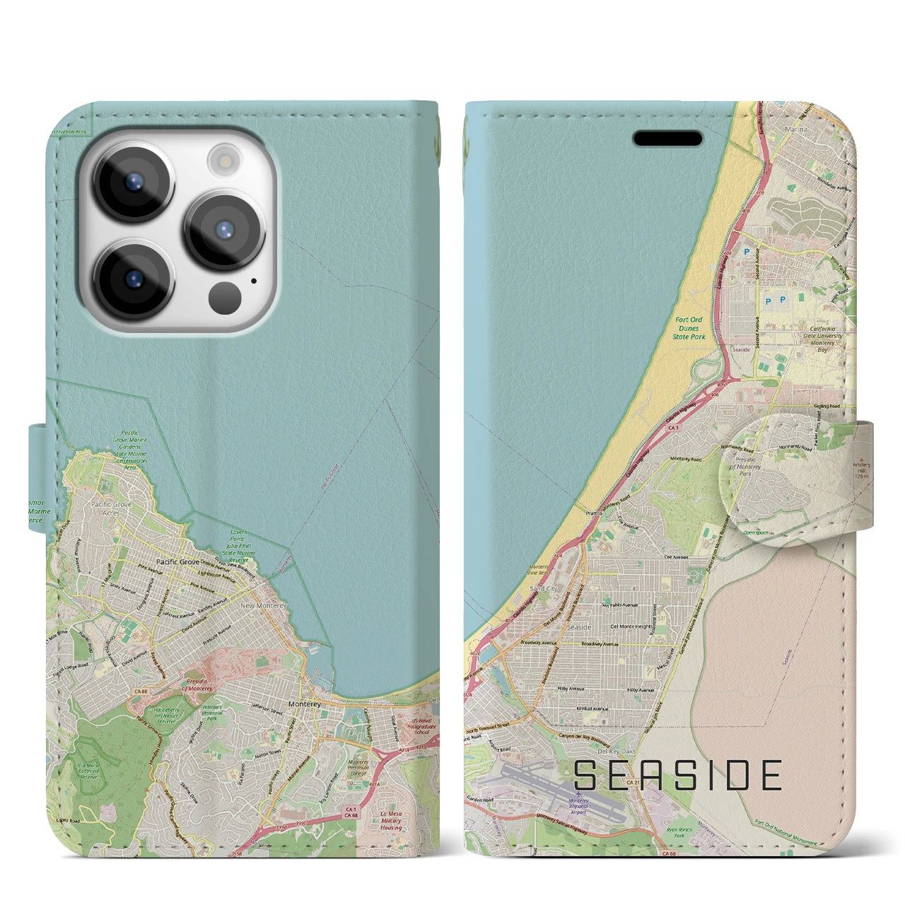 【シーサイド（アメリカ）】地図柄iPhoneケース（手帳タイプ）