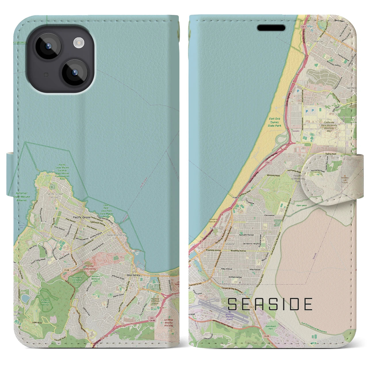 【シーサイド（アメリカ）】地図柄iPhoneケース（手帳タイプ）