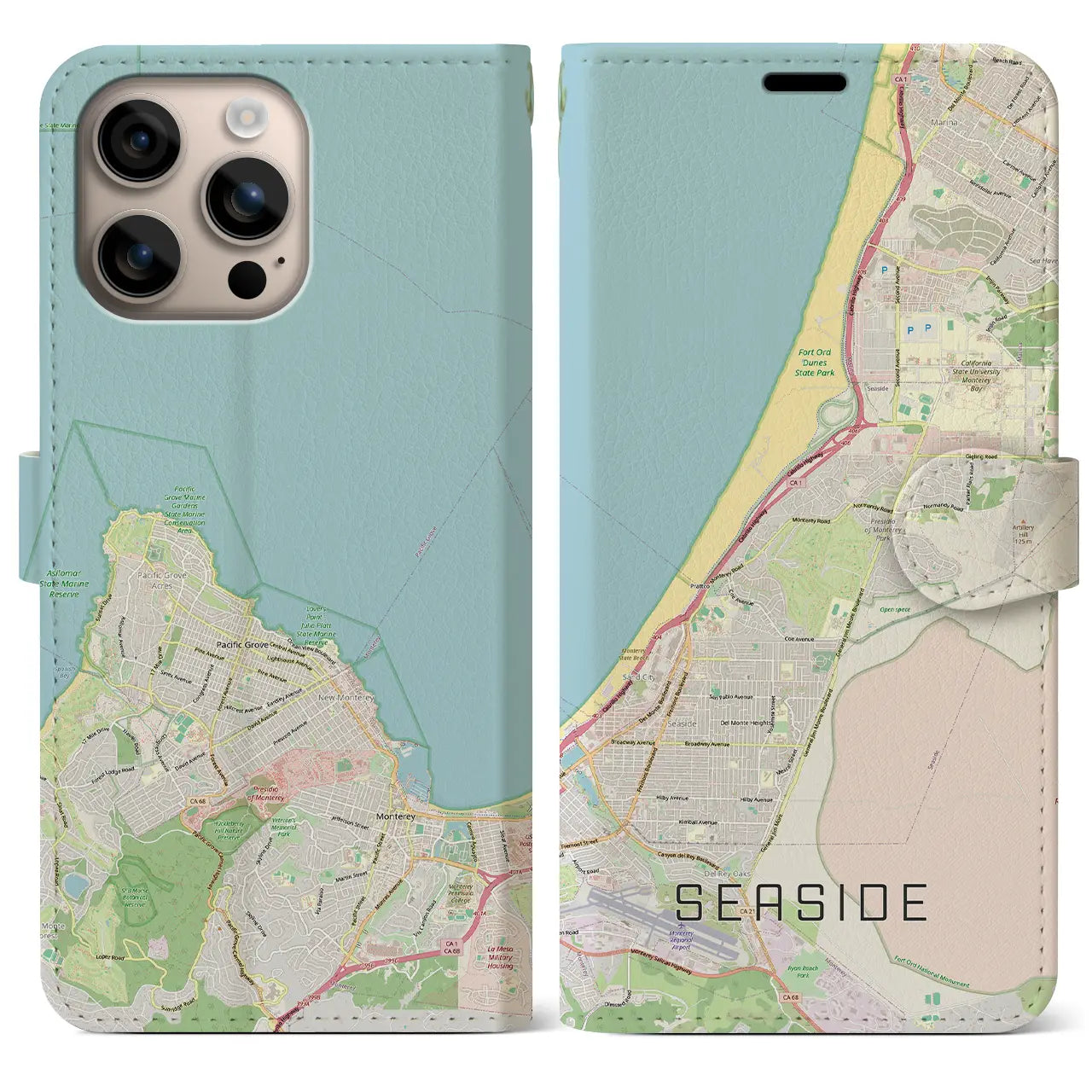 【シーサイド（アメリカ）】地図柄iPhoneケース（手帳タイプ）