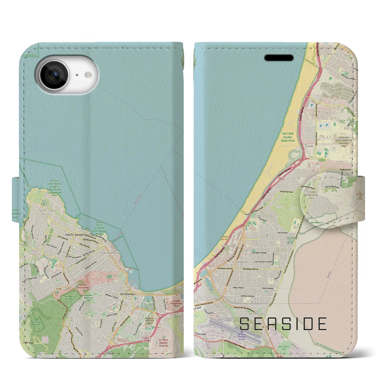 【シーサイド（アメリカ）】地図柄iPhoneケース（手帳タイプ）