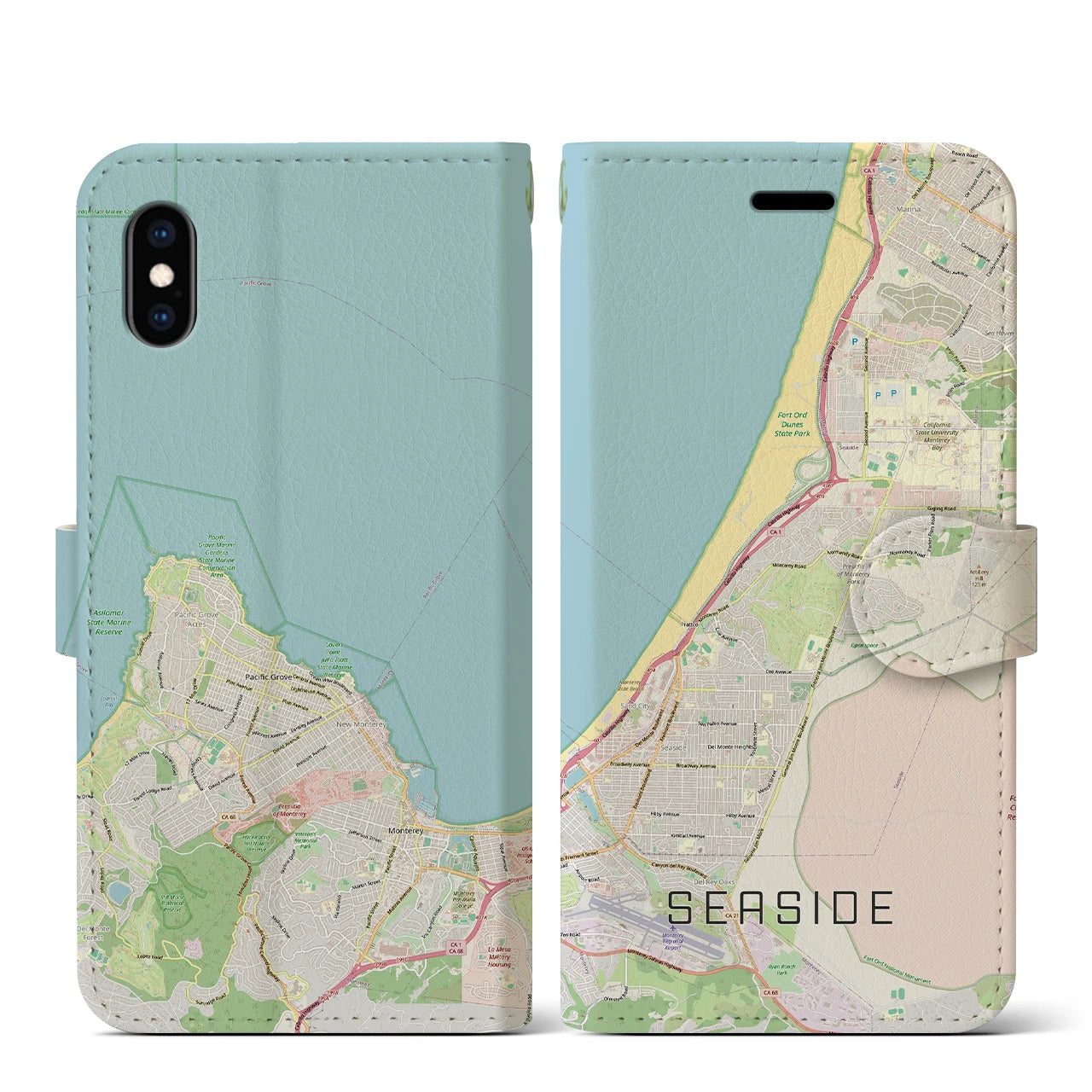 【シーサイド（アメリカ）】地図柄iPhoneケース（手帳タイプ）