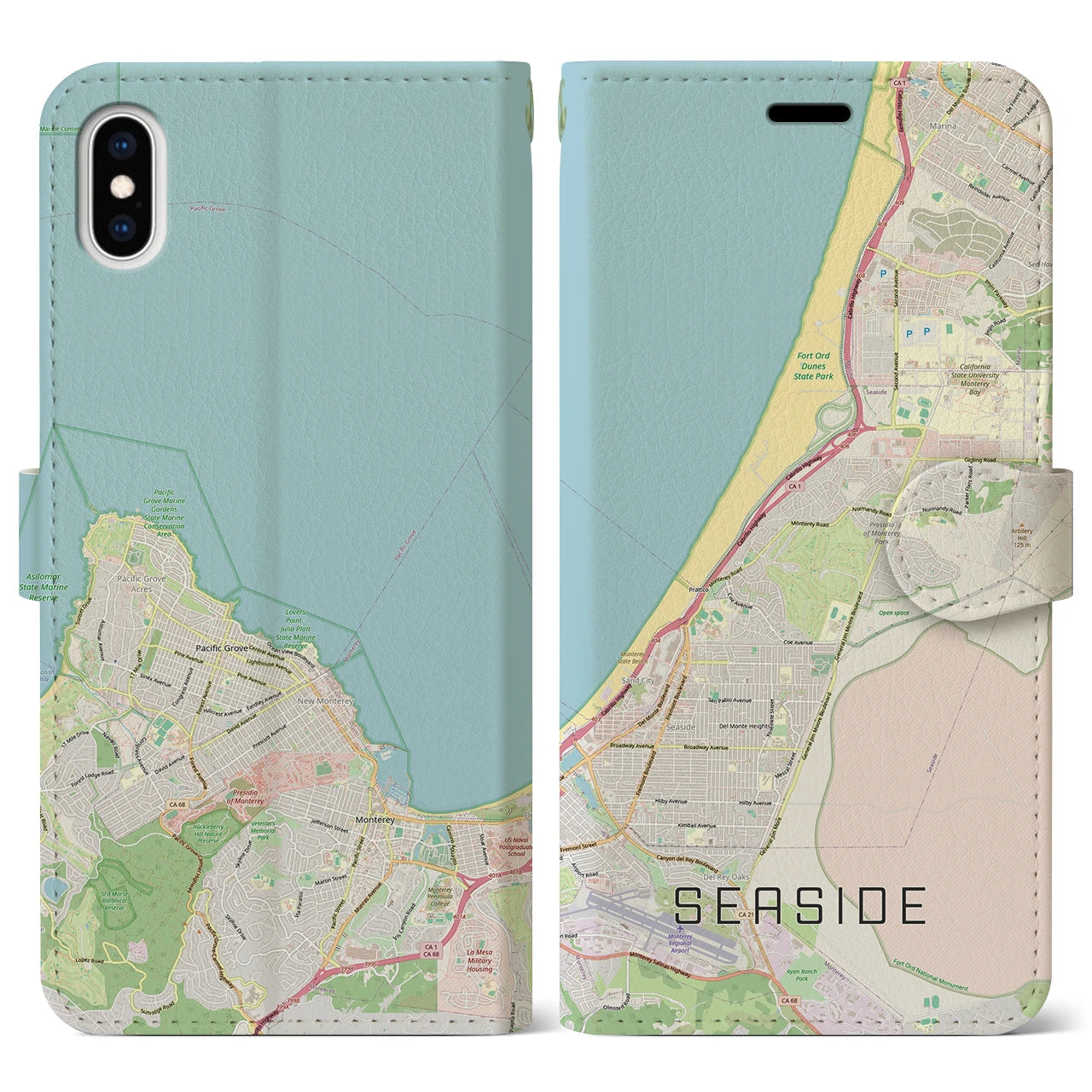 【シーサイド（アメリカ）】地図柄iPhoneケース（手帳タイプ）