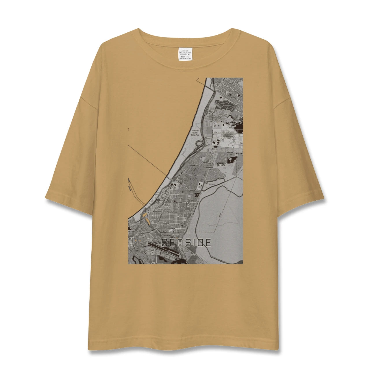 【シーサイド（アメリカ）】地図柄ビッグシルエットTシャツ