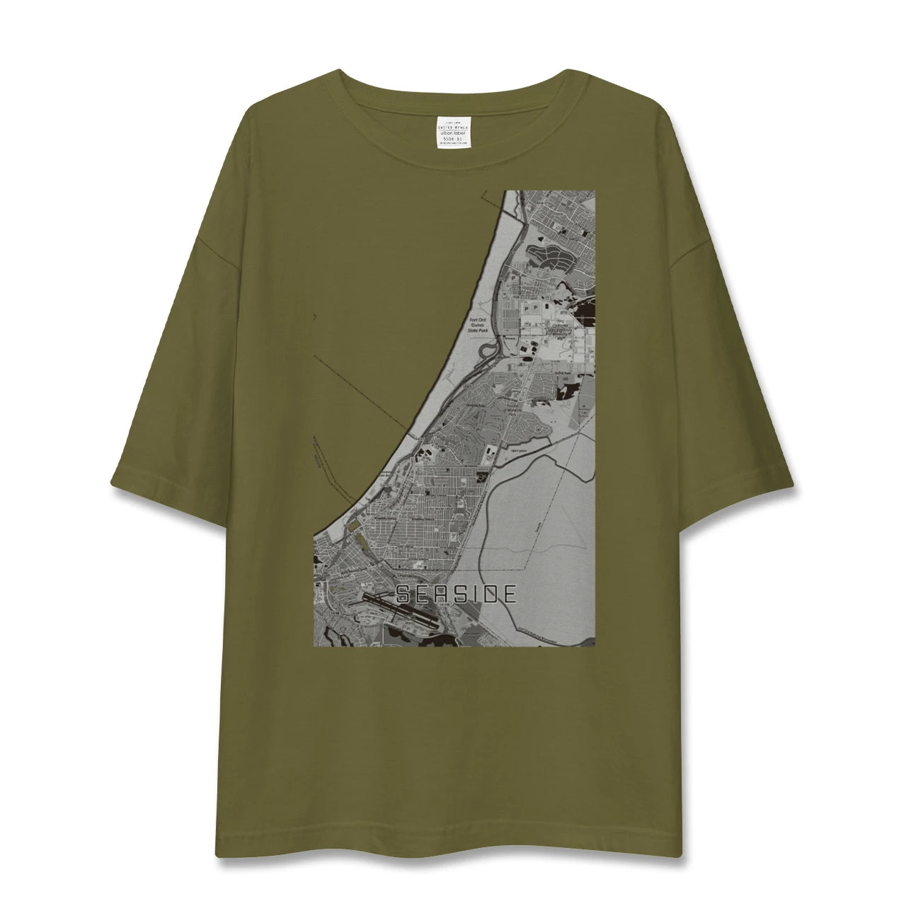 【シーサイド（アメリカ）】地図柄ビッグシルエットTシャツ