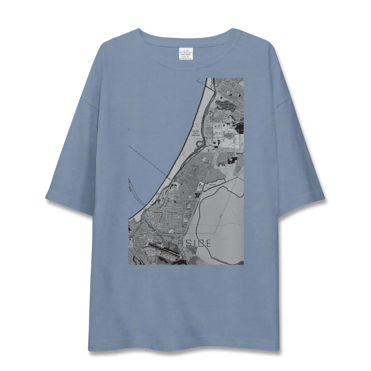 【シーサイド（アメリカ）】地図柄ビッグシルエットTシャツ