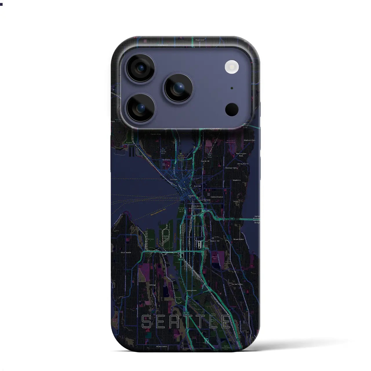 【シアトル（アメリカ）】地図柄iPhoneケース（バックカバータイプ）