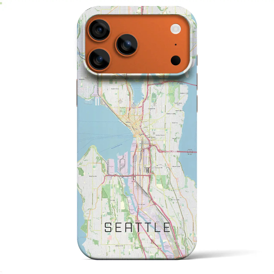 【シアトル（アメリカ）】地図柄iPhoneケース（バックカバータイプ）ナチュラル・iPhone 17 Pro Max 用