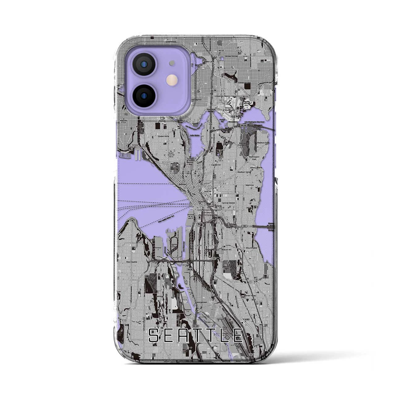【シアトル（アメリカ）】地図柄iPhoneケース（クリアタイプ）
