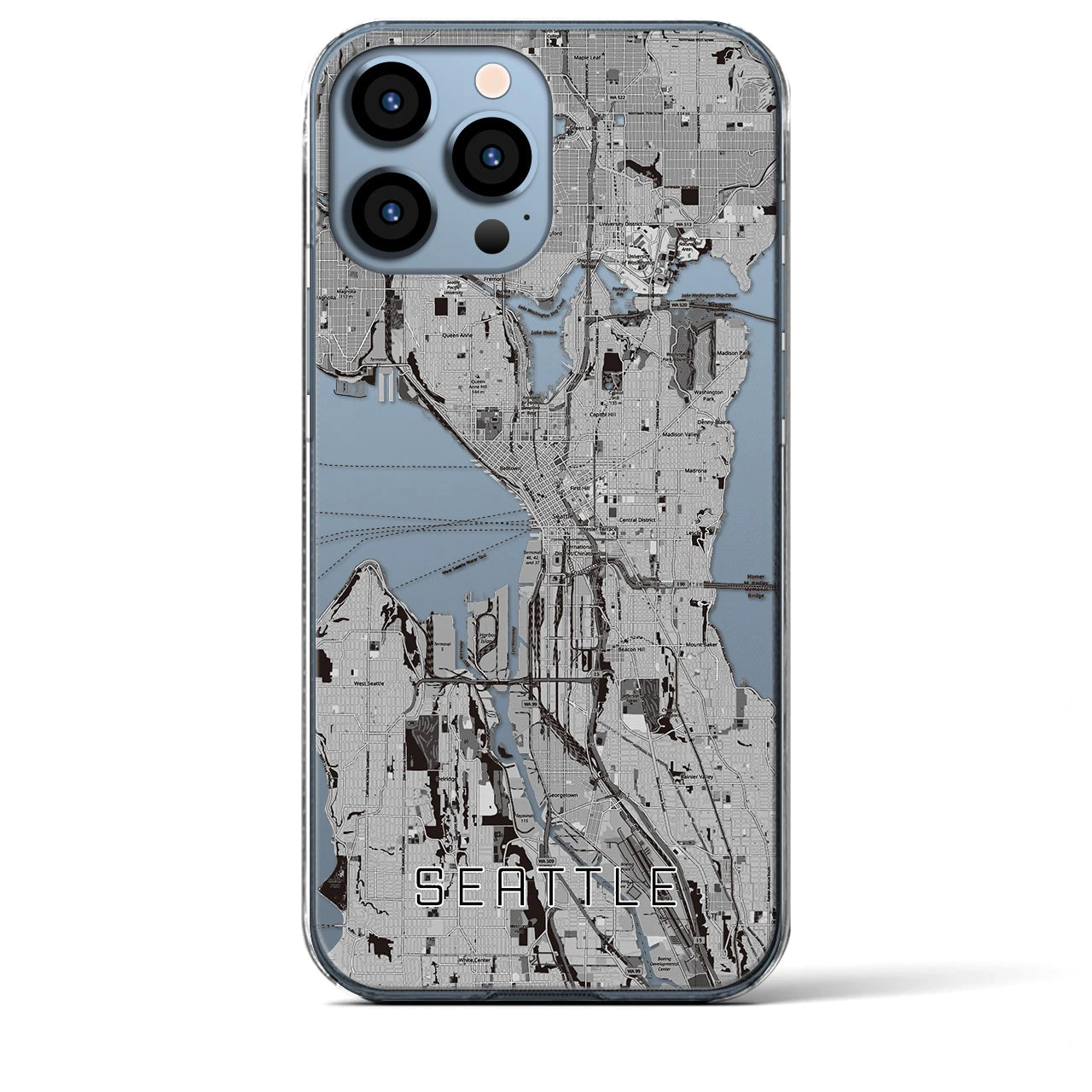 【シアトル（アメリカ）】地図柄iPhoneケース（クリアタイプ）