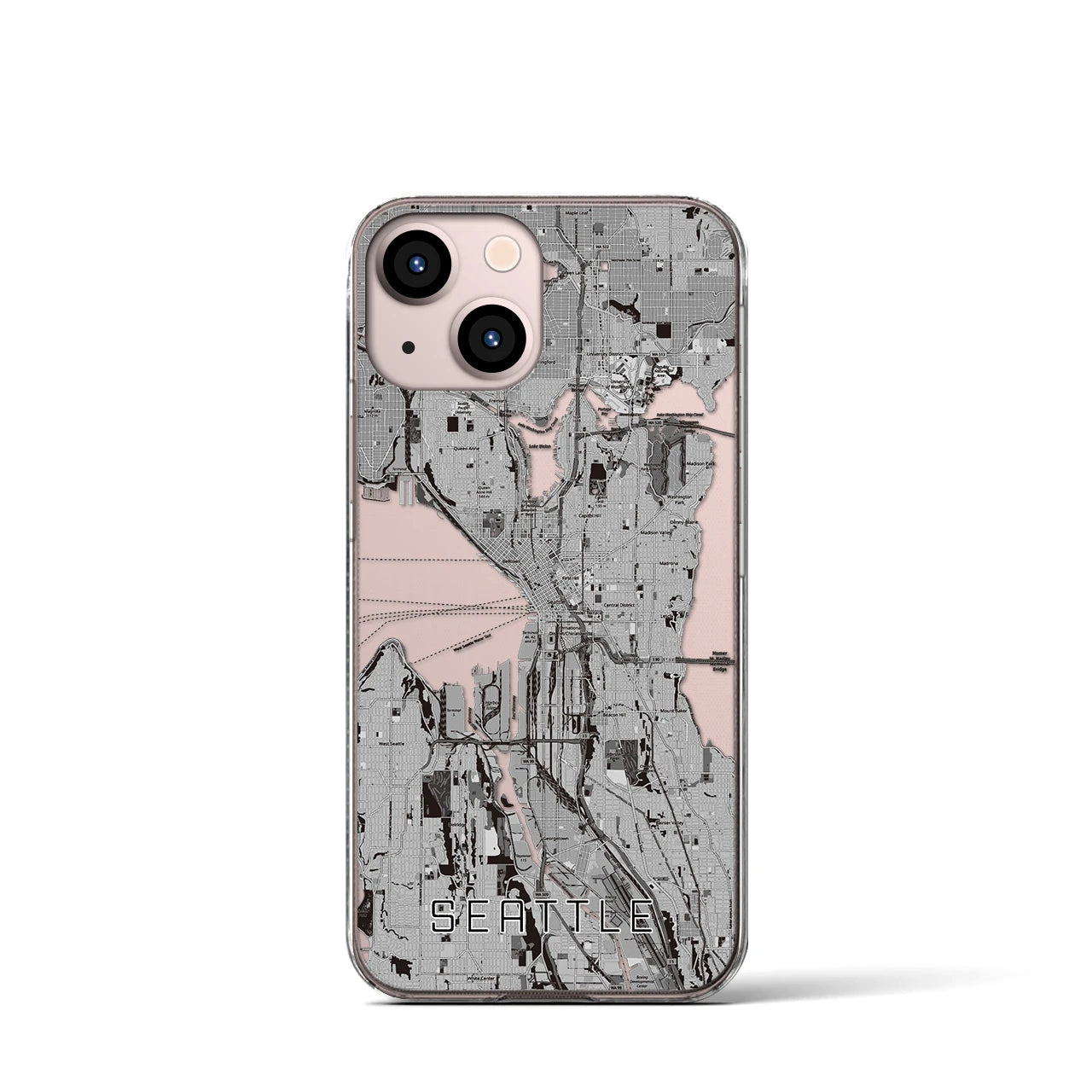 【シアトル（アメリカ）】地図柄iPhoneケース（クリアタイプ）