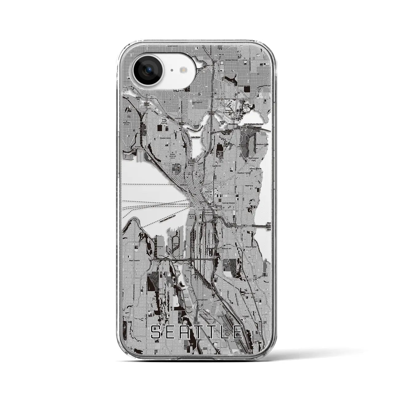 【シアトル（アメリカ）】地図柄iPhoneケース（クリアタイプ）