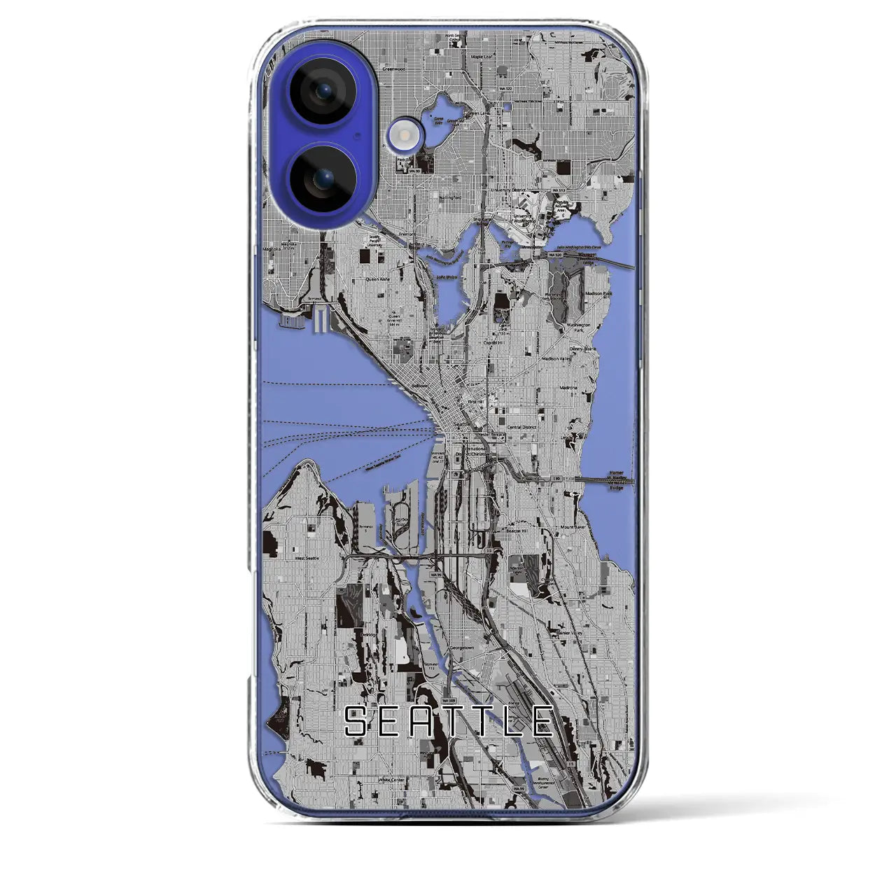 【シアトル（アメリカ）】地図柄iPhoneケース（クリアタイプ）