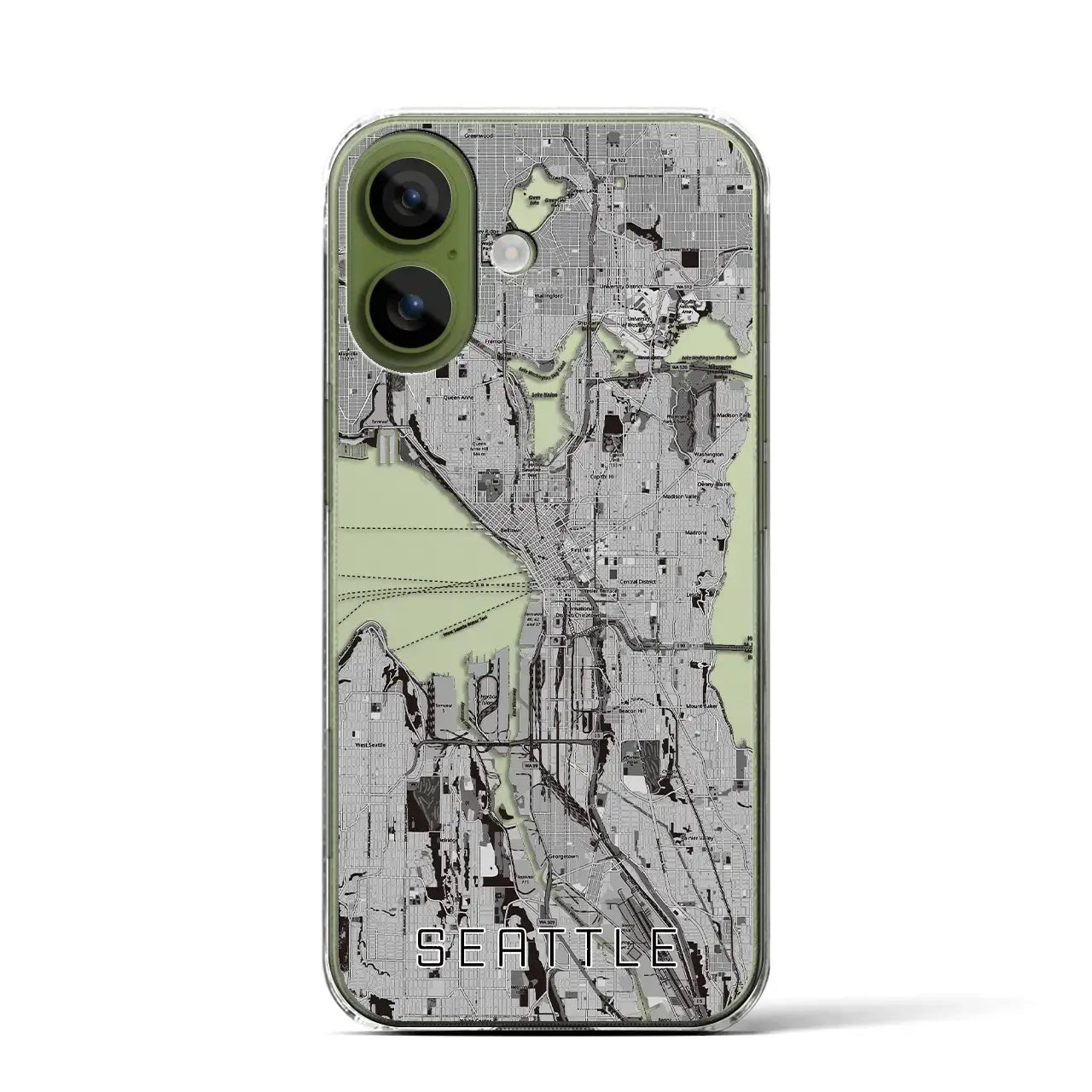 【シアトル（アメリカ）】地図柄iPhoneケース（クリアタイプ）