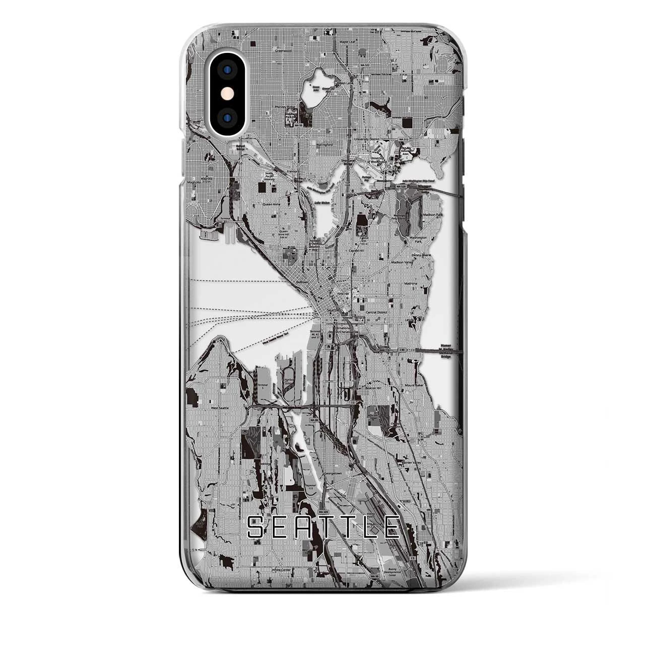 【シアトル（アメリカ）】地図柄iPhoneケース（クリアタイプ）