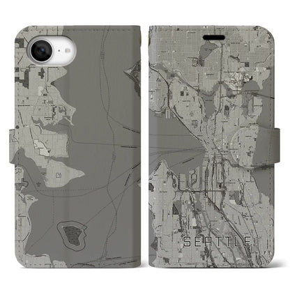 【シアトル（アメリカ）】地図柄iPhoneケース（手帳タイプ）