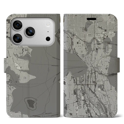 【シアトル（アメリカ）】地図柄iPhoneケース（手帳タイプ）