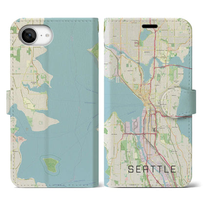 【シアトル（アメリカ）】地図柄iPhoneケース（手帳タイプ）