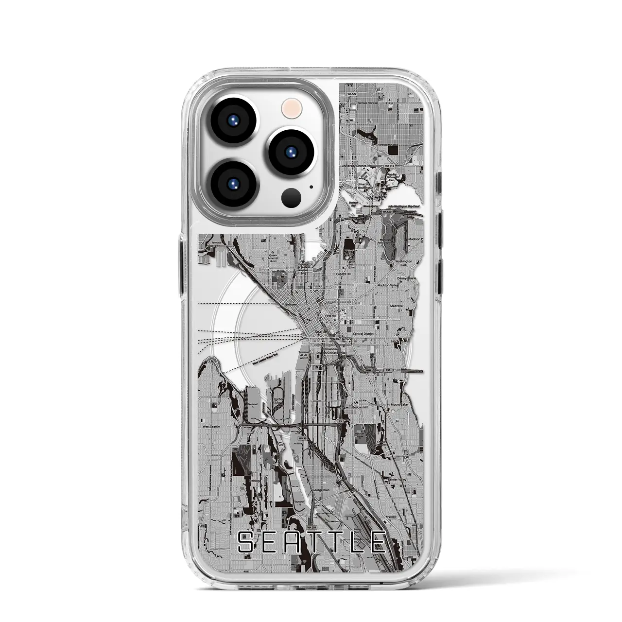 【シアトル（アメリカ）】地図柄iPhoneケース（MagSafeタイプ）