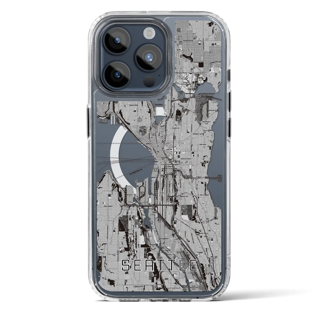 【シアトル（アメリカ）】地図柄iPhoneケース（MagSafeタイプ）