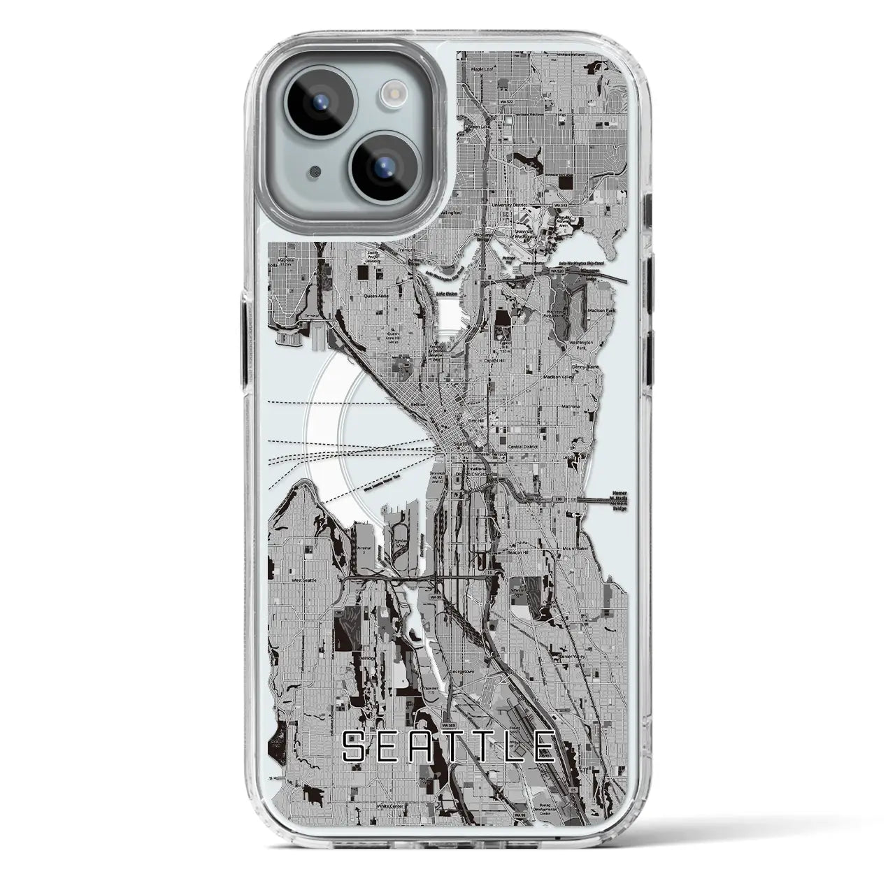 【シアトル（アメリカ）】地図柄iPhoneケース（MagSafeタイプ）