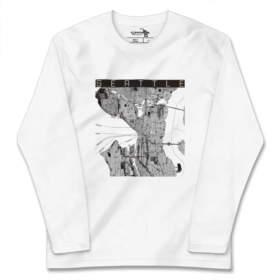 【シアトル（アメリカ）】地図柄ロングスリーブTシャツ