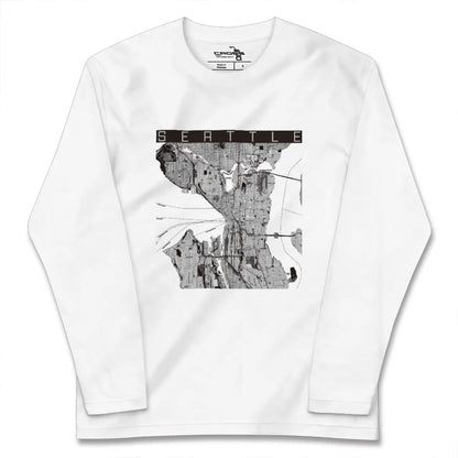 【シアトル（アメリカ）】地図柄ロングスリーブTシャツ