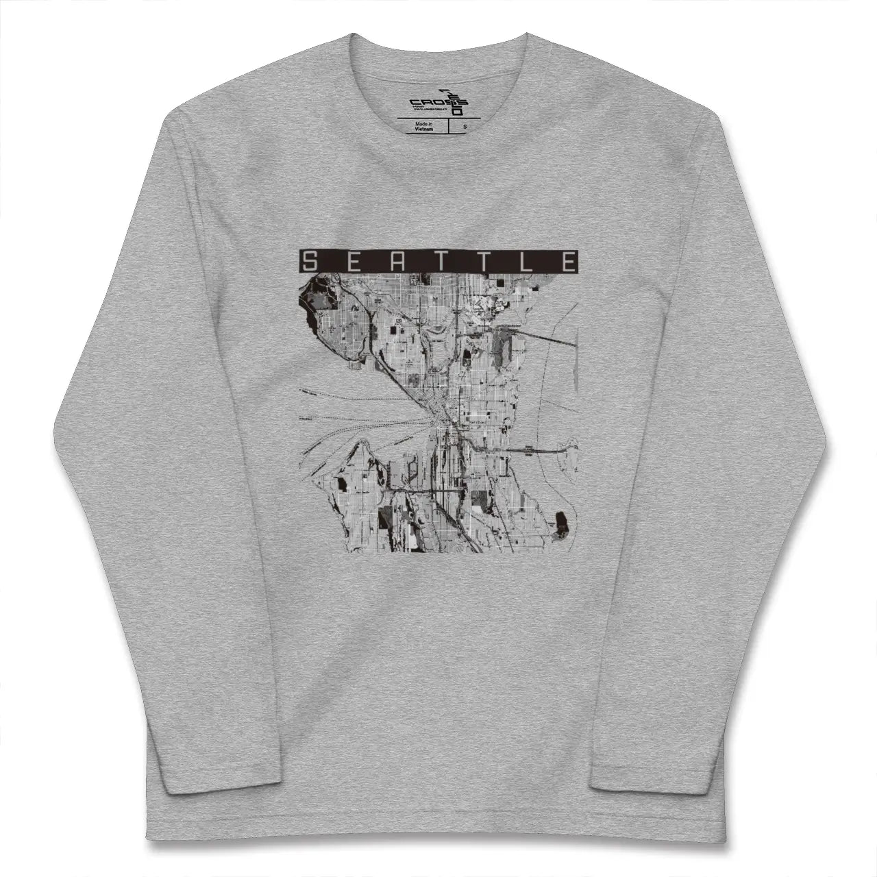 【シアトル（アメリカ）】地図柄ロングスリーブTシャツ